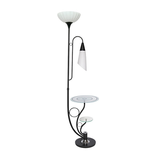 Beveled Crystal Black/White Tree Floor Lamp Flower-Like 2-Head Rural Style Floor Light Clearhalo 'Floor Lamps' 'Lamps' Lighting' 1197719