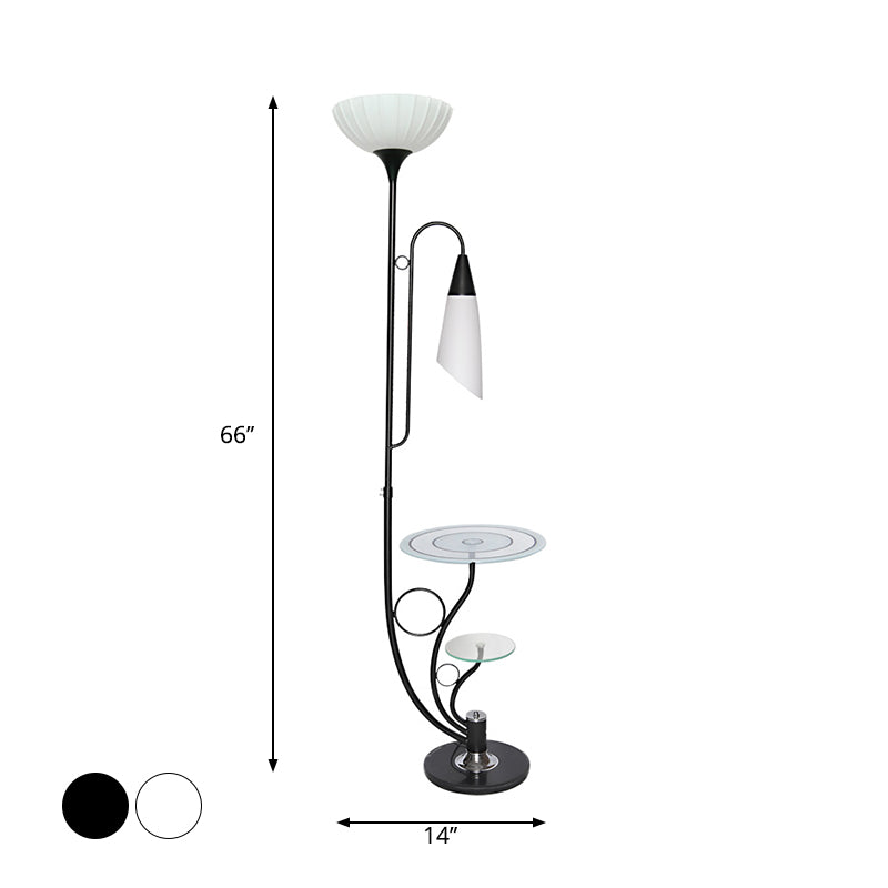 Beveled Crystal Black/White Tree Floor Lamp Flower-Like 2-Head Rural Style Floor Light Clearhalo 'Floor Lamps' 'Lamps' Lighting' 1197720