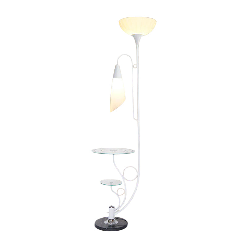 Beveled Crystal Black/White Tree Floor Lamp Flower-Like 2-Head Rural Style Floor Light Clearhalo 'Floor Lamps' 'Lamps' Lighting' 1197723