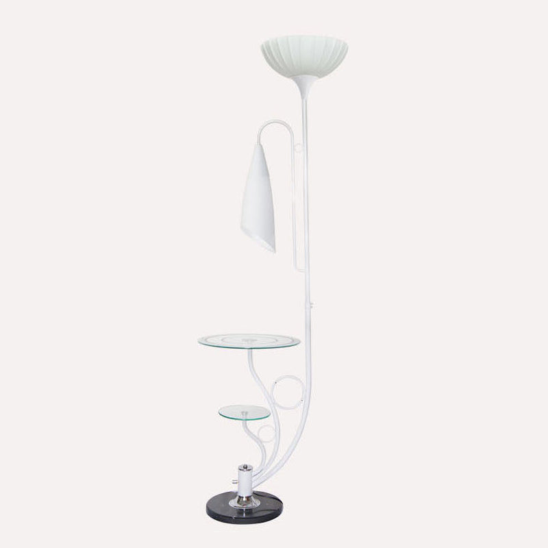 Beveled Crystal Black/White Tree Floor Lamp Flower-Like 2-Head Rural Style Floor Light Clearhalo 'Floor Lamps' 'Lamps' Lighting' 1197724