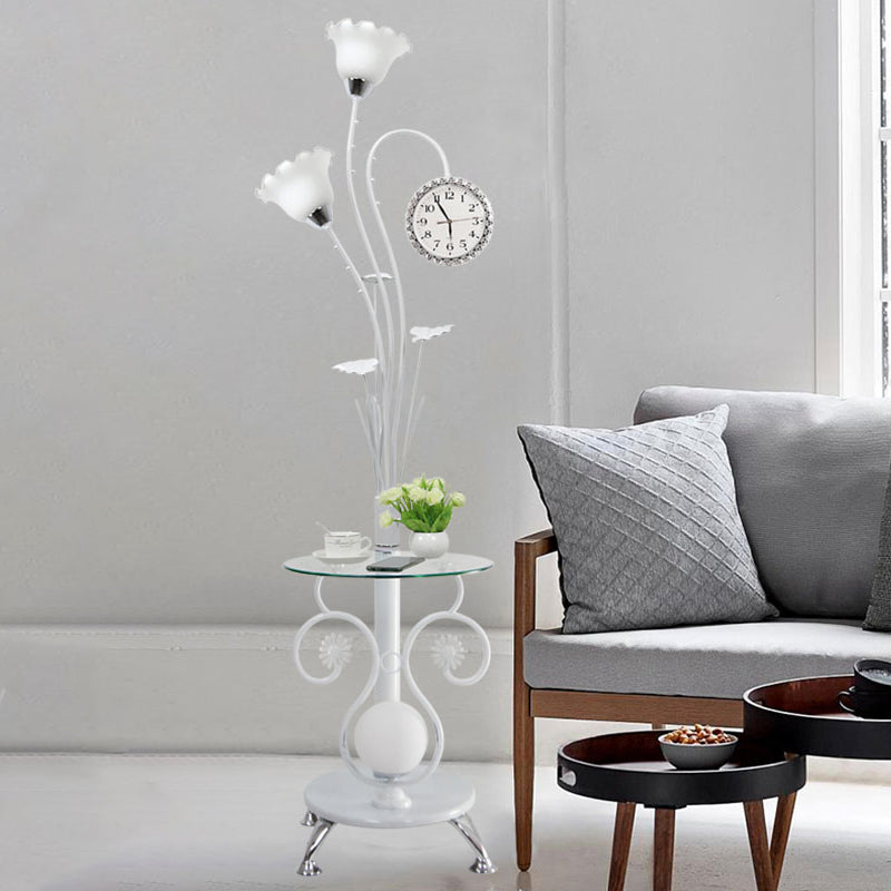 2-Head Tree Shaped Standing Floor Lamp Rural Style Black/White Metallic Floor Light for Bedroom Clearhalo 'Floor Lamps' 'Lamps' Lighting' 1197746