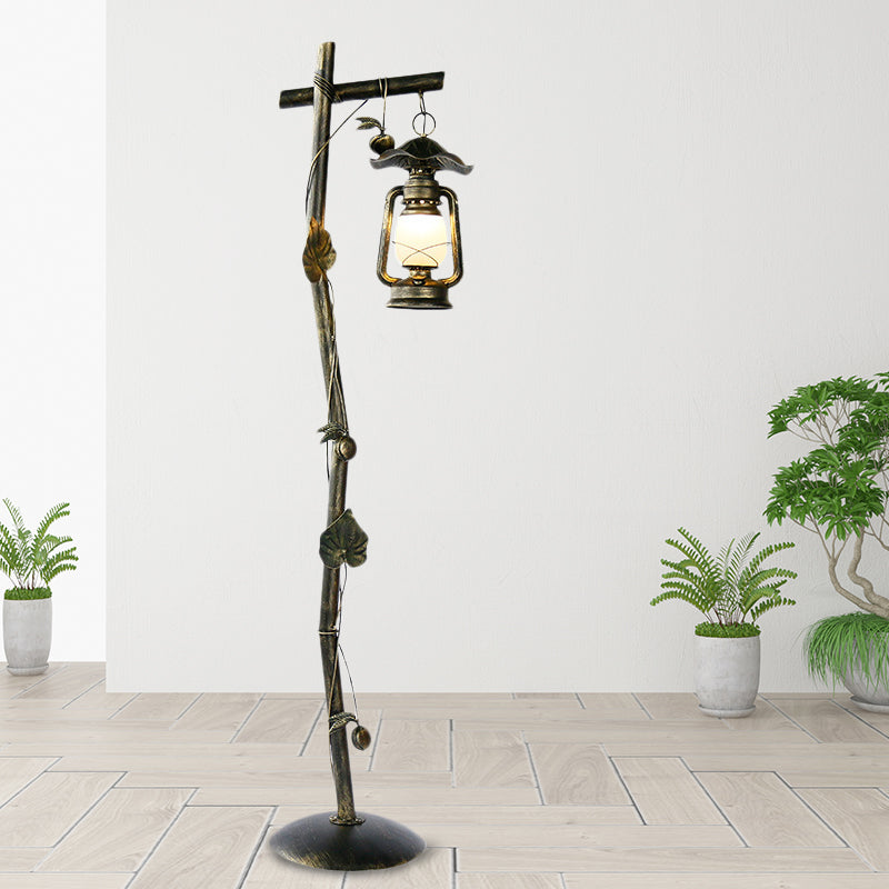 1-Light Metal Standing Up Lamp Classic Bronze Tree Shaped Study Room Floor Light with Oil Lamp Design Bronze Clearhalo 'Floor Lamps' 'Lamps' Lighting' 1197773