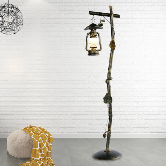 1-Light Metal Standing Up Lamp Classic Bronze Tree Shaped Study Room Floor Light with Oil Lamp Design Clearhalo 'Floor Lamps' 'Lamps' Lighting' 1197774