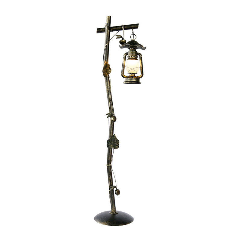 1-Light Metal Standing Up Lamp Classic Bronze Tree Shaped Study Room Floor Light with Oil Lamp Design Clearhalo 'Floor Lamps' 'Lamps' Lighting' 1197775