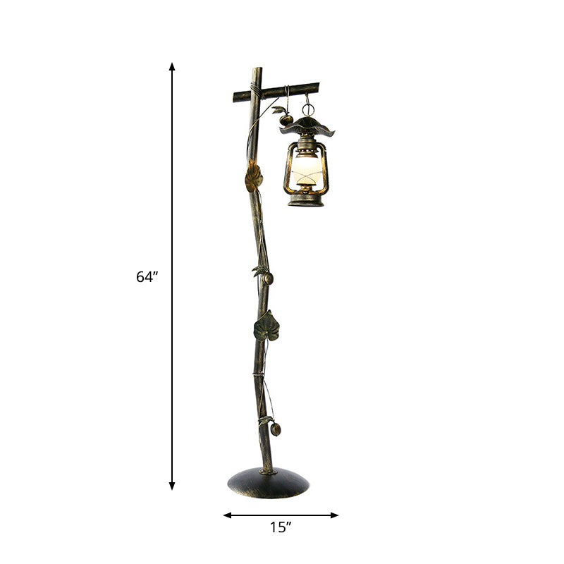 1-Light Metal Standing Up Lamp Classic Bronze Tree Shaped Study Room Floor Light with Oil Lamp Design Clearhalo 'Floor Lamps' 'Lamps' Lighting' 1197776