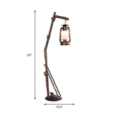 1-Light Oil Lamp Shaped Standing Light Classic Style Copper Crystal Floor Reading Lamp Clearhalo 'Floor Lamps' 'Lamps' Lighting' 1197784
