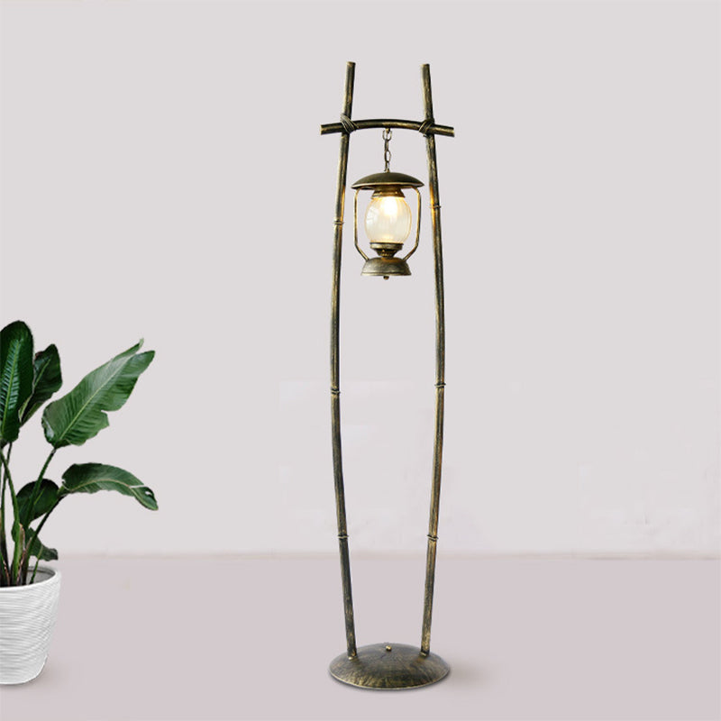 Metallic Bronze Standing Up Lamp Armed 1-Bulb Retro Reading Floor Lamp with Oil Light Accent Clearhalo 'Floor Lamps' 'Lamps' Lighting' 1197786