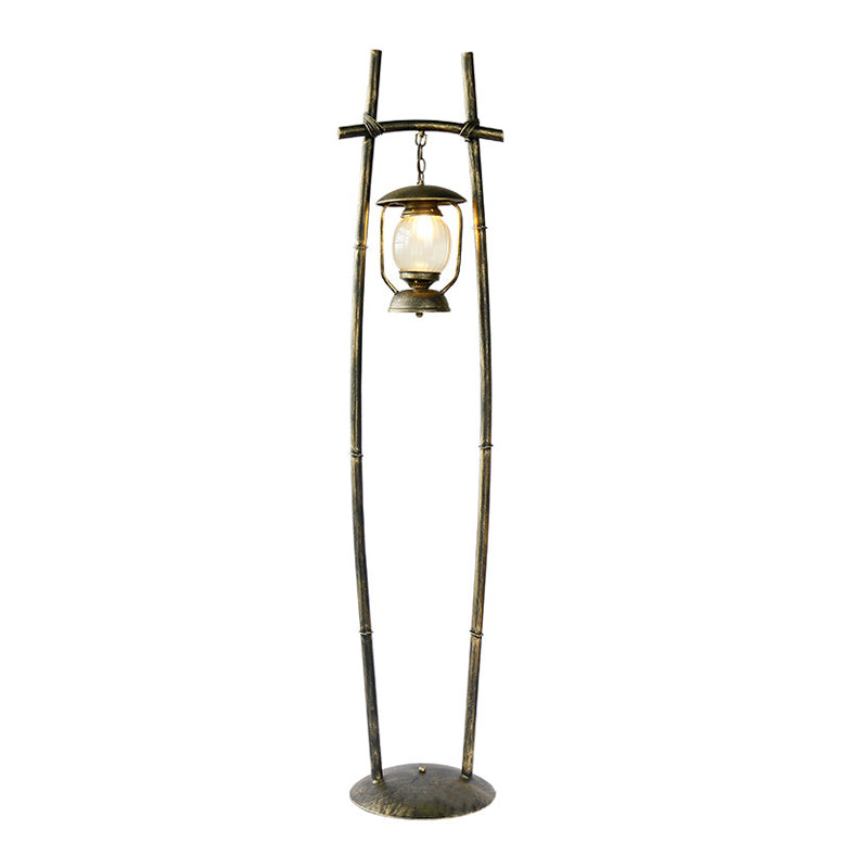 Metallic Bronze Standing Up Lamp Armed 1-Bulb Retro Reading Floor Lamp with Oil Light Accent Clearhalo 'Floor Lamps' 'Lamps' Lighting' 1197787