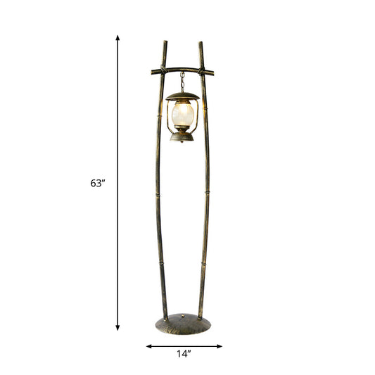 Metallic Bronze Standing Up Lamp Armed 1-Bulb Retro Reading Floor Lamp with Oil Light Accent Clearhalo 'Floor Lamps' 'Lamps' Lighting' 1197788