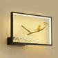 Metal Rectangle Bird and Mountain Mural Light Oriental Style LED Wall Lighting Idea in Black Clearhalo 'Wall Lamps & Sconces' 'Wall Lights' Lighting' 1197831