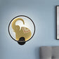 Postmodern Style Circular Metallic Mural Lamp LED Elephant Wall Lighting Fixture in White-Red/Black-Red/White-Gold for Bedroom, Warm/White Light Clearhalo 'Wall Lamps & Sconces' 'Wall Lights' Lighting' 1198038