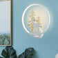 Black/White Round Deer and Tree Mural Light Minimalist Style LED Metal Wall Lighting Fixture, Warm/White Light White Clearhalo 'Wall Lamps & Sconces' 'Wall Lights' Lighting' 1198062