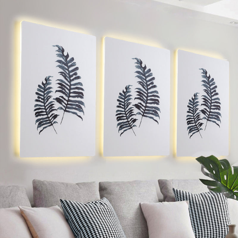 White Rectangle Banana Leaf Mural Lamp Nordic Style LED Acrylic Wall Mounted Light Fixture Clearhalo 'Modern wall lights' 'Modern' 'Wall Lamps & Sconces' 'Wall Lights' Lighting' 1198079