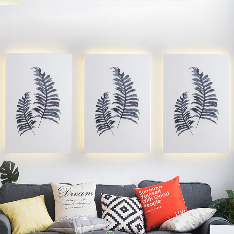 White Rectangle Banana Leaf Mural Lamp Nordic Style LED Acrylic Wall Mounted Light Fixture Clearhalo 'Modern wall lights' 'Modern' 'Wall Lamps & Sconces' 'Wall Lights' Lighting' 1198080