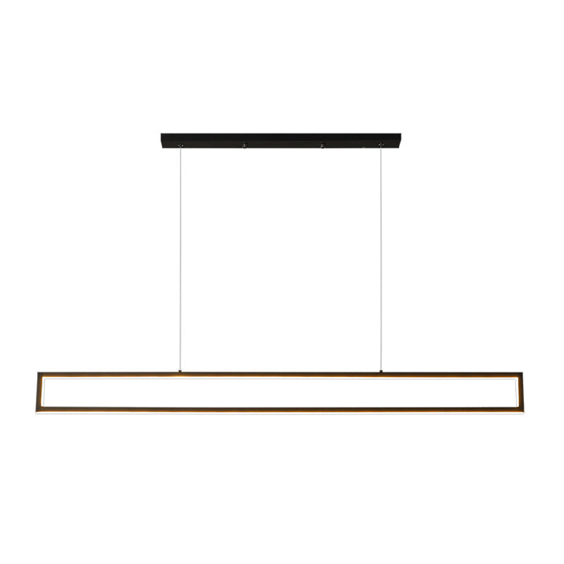 Minimalist Rectangle Frame Island Light Metal Dining Room LED Pendant Lamp in White/Warm Light, 39"/47" Long Clearhalo 'Ceiling Lights' 'Island Lights' Lighting' 1198097