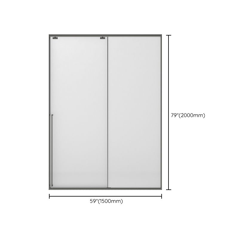 Gray Semi Frameless Narrow Bezel Single Sliding Glass Shower Door Clearhalo 'Bathroom Remodel & Bathroom Fixtures' 'Home Improvement' 'home_improvement' 'home_improvement_shower_tub_doors' 'Shower and Tub Doors' 'shower_tub_doors' 'Showers & Bathtubs' 1200x1200_000b258f-5f2e-4e84-9555-42fac403ad55