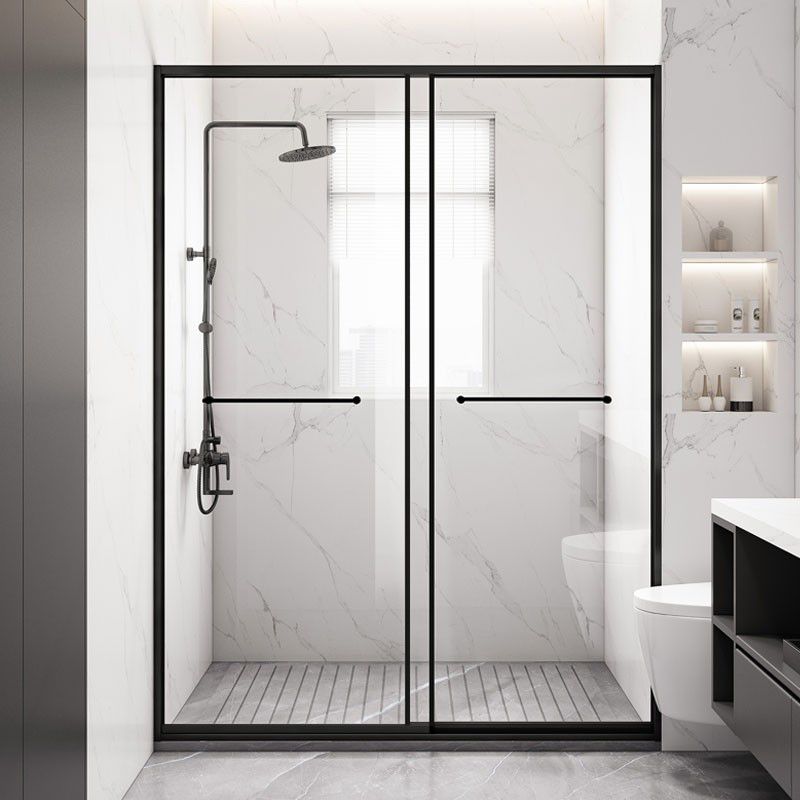 Frame Metal Double Sliding Shower Bath Door 78.7 High Clear Shower Door Clearhalo 'Bathroom Remodel & Bathroom Fixtures' 'Home Improvement' 'home_improvement' 'home_improvement_shower_tub_doors' 'Shower and Tub Doors' 'shower_tub_doors' 'Showers & Bathtubs' 1200x1200_000ce239-4bf1-41fa-8aac-51f151698606