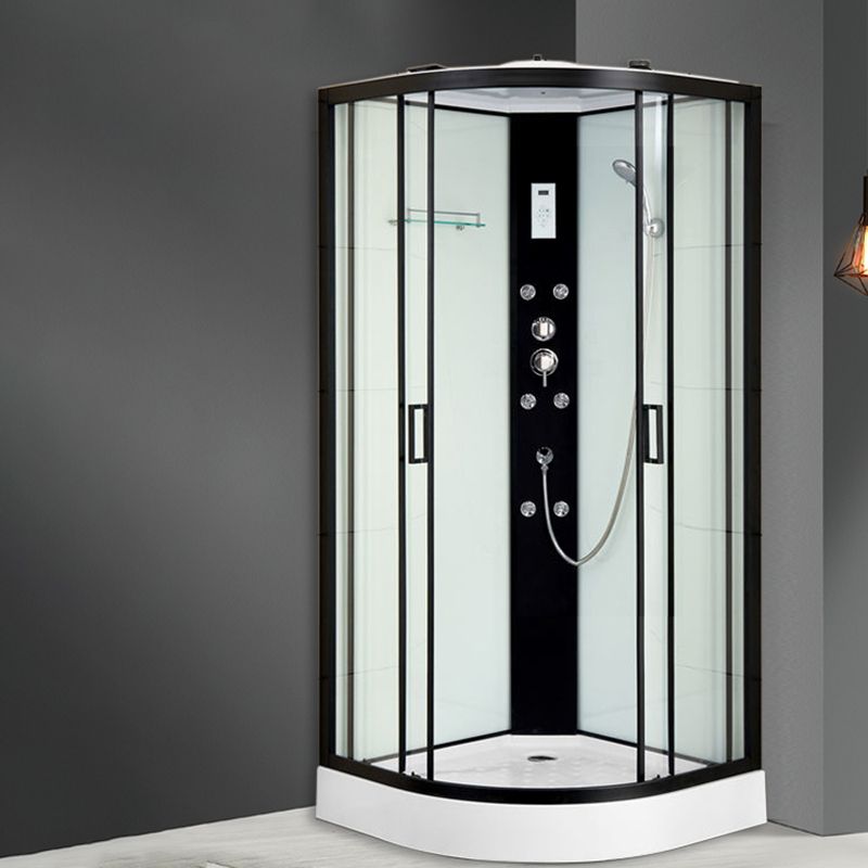 Black Framed Shower Enclosure Double Sliding Round Shower Stall Clearhalo 'Bathroom Remodel & Bathroom Fixtures' 'Home Improvement' 'home_improvement' 'home_improvement_shower_stalls_enclosures' 'Shower Stalls & Enclosures' 'shower_stalls_enclosures' 'Showers & Bathtubs' 1200x1200_000cfe0c-17d8-4f79-b0d4-4e668f1c1326