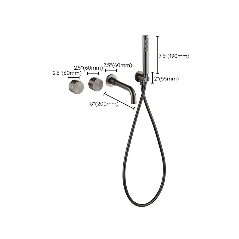 Wall Mounted Metal Tub Filler Low Arc Rotatable Tub Faucet Trim Clearhalo 'Bathroom Remodel & Bathroom Fixtures' 'Bathtub Faucets' 'bathtub_faucets' 'Home Improvement' 'home_improvement' 'home_improvement_bathtub_faucets' 1200x1200_0011be61-3c5f-4cfa-8d90-51f467a85d29