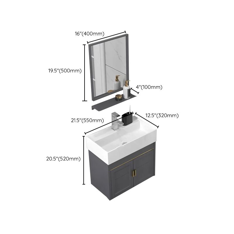 Glam Metal Base Vanity Wall Mount Bath Vanity Set with Soft Close Door Clearhalo 'Bathroom Remodel & Bathroom Fixtures' 'Bathroom Vanities' 'bathroom_vanities' 'Home Improvement' 'home_improvement' 'home_improvement_bathroom_vanities' 1200x1200_0016d95a-d8a1-4056-8ea8-c0a7a3323244