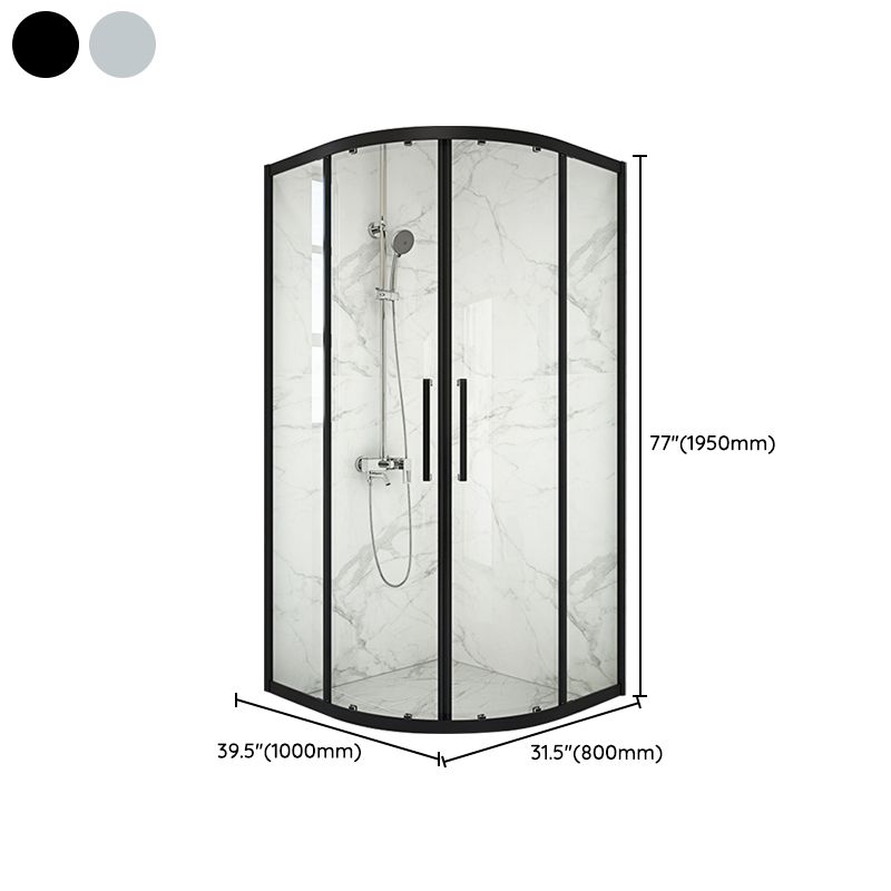 Modern Shower Stall Tempered Glass Rounded Double Sliding Clear Corner Shower Enclosure Clearhalo 'Bathroom Remodel & Bathroom Fixtures' 'Home Improvement' 'home_improvement' 'home_improvement_shower_stalls_enclosures' 'Shower Stalls & Enclosures' 'shower_stalls_enclosures' 'Showers & Bathtubs' 1200x1200_001968ea-6793-48fc-9300-45b15181f132