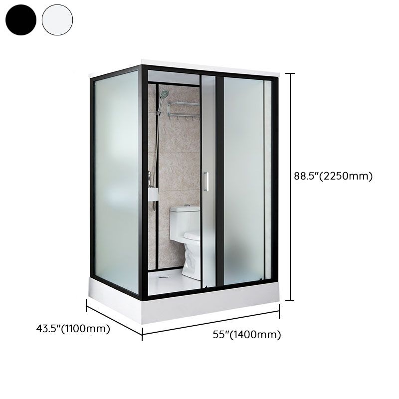 Framed Rectangle Frosted Corner Shower Stall with White Base Clearhalo 'Bathroom Remodel & Bathroom Fixtures' 'Home Improvement' 'home_improvement' 'home_improvement_shower_stalls_enclosures' 'Shower Stalls & Enclosures' 'shower_stalls_enclosures' 'Showers & Bathtubs' 1200x1200_00245d7d-861c-4e97-903e-ca5fcf60cd4e