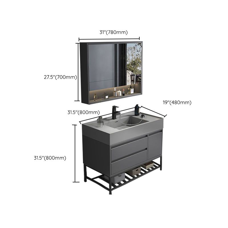 Modern Bathroom Vanity Set Freestanding with Drawers and Backsplash Included Clearhalo 'Bathroom Remodel & Bathroom Fixtures' 'Bathroom Vanities' 'bathroom_vanities' 'Home Improvement' 'home_improvement' 'home_improvement_bathroom_vanities' 1200x1200_00762ab3-7ee4-4f86-bd76-0ec6ef737858