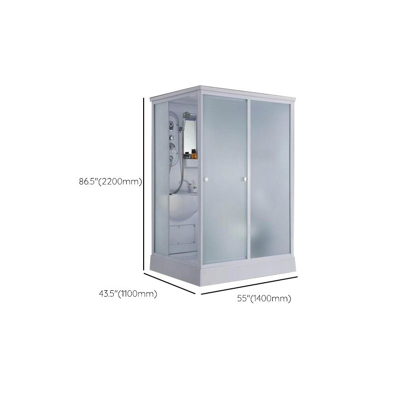 Frosted Single Sliding Shower Kit White Framed Shower Stall with Base Included Clearhalo 'Bathroom Remodel & Bathroom Fixtures' 'Home Improvement' 'home_improvement' 'home_improvement_shower_stalls_enclosures' 'Shower Stalls & Enclosures' 'shower_stalls_enclosures' 'Showers & Bathtubs' 1200x1200_00848510-6ac5-4108-9f3a-a83cea95ac1f