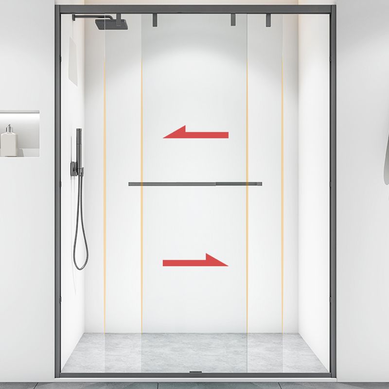 Bypass Semi Frameless Shower Door Tempered Glass Shower Door in Black Clearhalo 'Bathroom Remodel & Bathroom Fixtures' 'Home Improvement' 'home_improvement' 'home_improvement_shower_tub_doors' 'Shower and Tub Doors' 'shower_tub_doors' 'Showers & Bathtubs' 1200x1200_0087e7d1-31af-4bfc-903c-f43cb2a5df6e