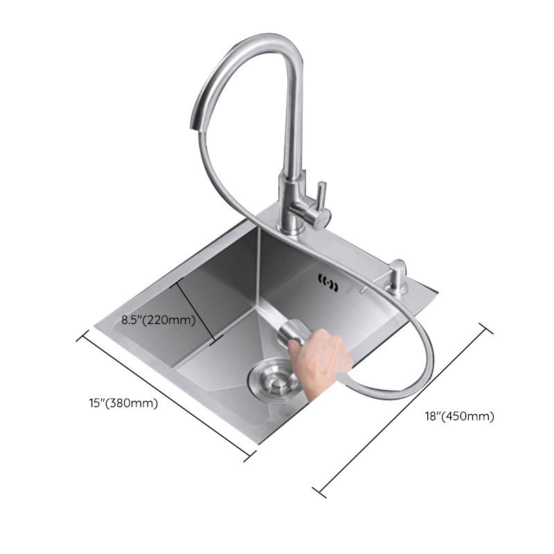 Modern Style Kitchen Sink Stainless Steel Dirt Resistant 1 Holes Drop-In Kitchen Sink Clearhalo 'Home Improvement' 'home_improvement' 'home_improvement_kitchen_sinks' 'Kitchen Remodel & Kitchen Fixtures' 'Kitchen Sinks & Faucet Components' 'Kitchen Sinks' 'kitchen_sinks' 1200x1200_00a7f229-7259-4553-b255-e99921594e2b