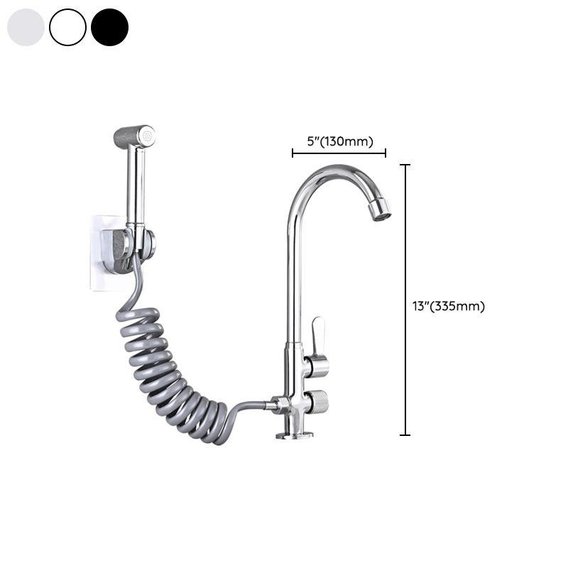 Single Cold Faucet Solid Color High Arc Deck Mounted Bathtub Faucet Clearhalo 'Bathroom Remodel & Bathroom Fixtures' 'Bathtub Faucets' 'bathtub_faucets' 'Home Improvement' 'home_improvement' 'home_improvement_bathtub_faucets' 1200x1200_00ccc406-c373-45e8-b10f-0a6936c3beb2
