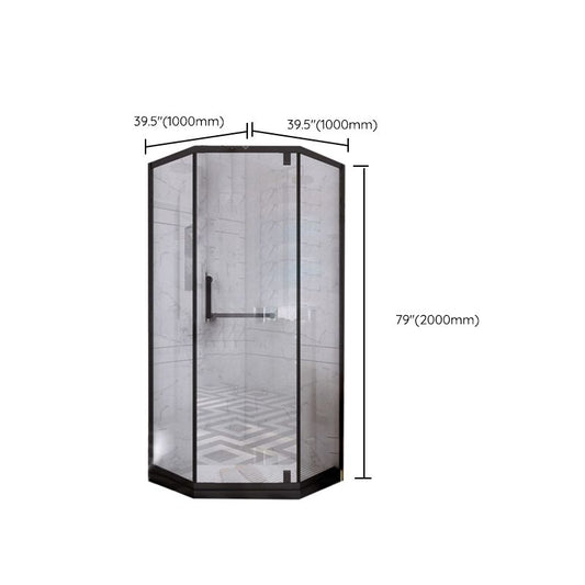 Black Semi Frameless Pivot Shower Door Tempered Glass Shower Door Clearhalo 'Bathroom Remodel & Bathroom Fixtures' 'Home Improvement' 'home_improvement' 'home_improvement_shower_tub_doors' 'Shower and Tub Doors' 'shower_tub_doors' 'Showers & Bathtubs' 1200x1200_00d74a22-28dd-48a2-b494-612b819beef8