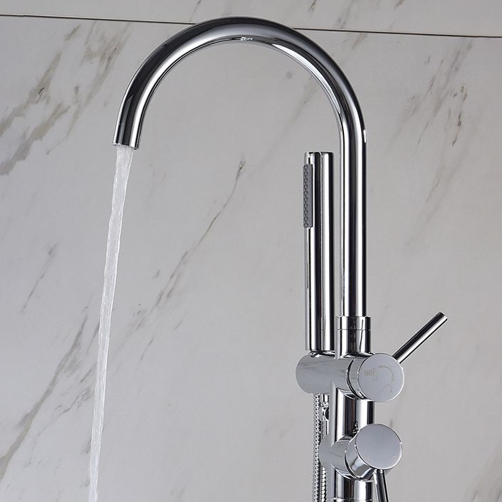 Modern Style Freestanding Bathtub Faucet Brass Floor Mounted Freestanding Faucet Clearhalo 'Bathroom Remodel & Bathroom Fixtures' 'Bathtub Faucets' 'bathtub_faucets' 'Home Improvement' 'home_improvement' 'home_improvement_bathtub_faucets' 1200x1200_00dd5587-eec5-438c-94e9-cc7ad2841394