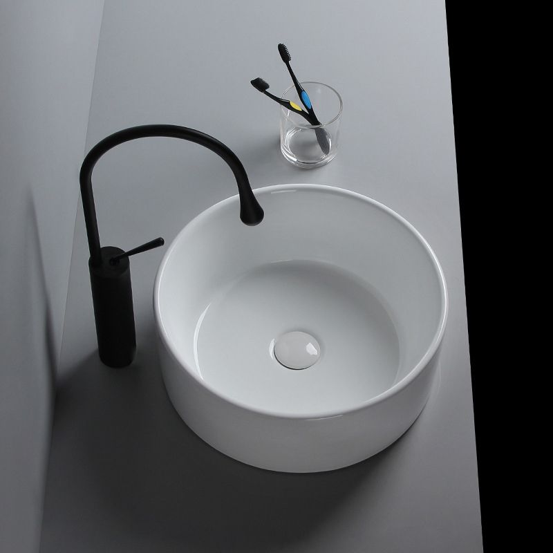 Modern Vessel Sink Round Porcelain with Faucet Vessel Lavatory Sink Clearhalo 'Bathroom Remodel & Bathroom Fixtures' 'Bathroom Sinks & Faucet Components' 'Bathroom Sinks' 'bathroom_sink' 'Home Improvement' 'home_improvement' 'home_improvement_bathroom_sink' 1200x1200_00e7c958-62ea-4ac6-acc6-3b949b724840