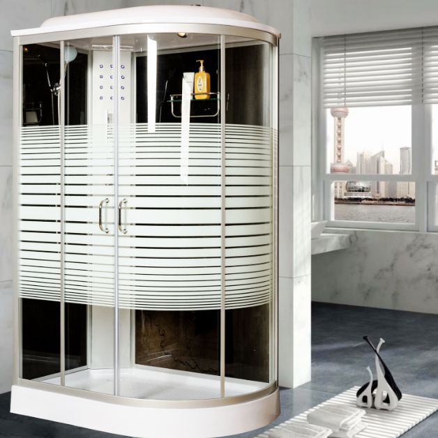 Rectangle Corner Shower Stall Semi-Frameless Double Sliding Shower Enclosure Clearhalo 'Bathroom Remodel & Bathroom Fixtures' 'Home Improvement' 'home_improvement' 'home_improvement_shower_stalls_enclosures' 'Shower Stalls & Enclosures' 'shower_stalls_enclosures' 'Showers & Bathtubs' 1200x1200_00f47f0a-6507-417b-b3c8-a77503c04acd