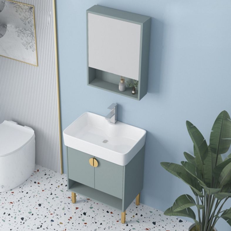 Rectangular Freestanding Bathroom Vanity Glam Green Single-Sink Vanity Set Clearhalo 'Bathroom Remodel & Bathroom Fixtures' 'Bathroom Vanities' 'bathroom_vanities' 'Home Improvement' 'home_improvement' 'home_improvement_bathroom_vanities' 1200x1200_01028999-cf69-4c36-8e72-e5713b09a78e