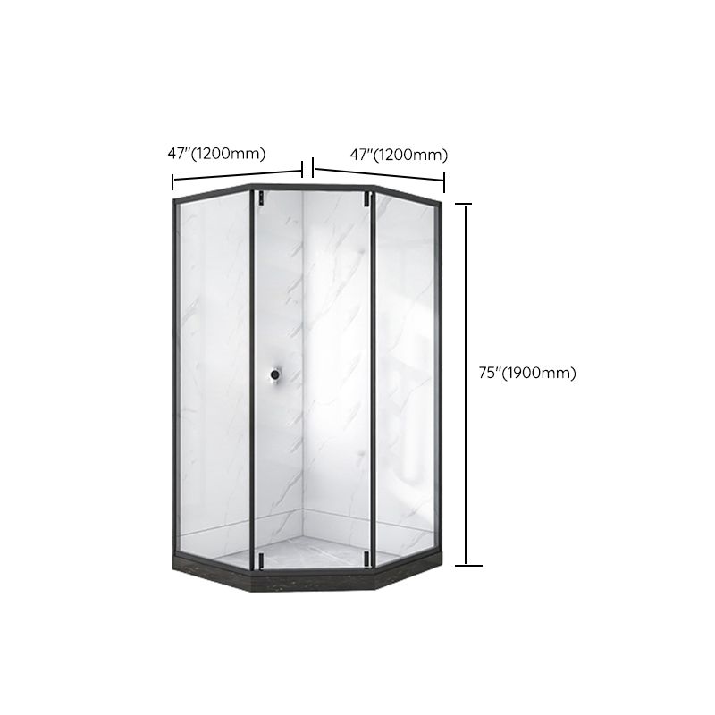 Neo-Angle Black Frame Shower Enclosure Tempered Glass Shower Stall with Fixed Panel Clearhalo 'Bathroom Remodel & Bathroom Fixtures' 'Home Improvement' 'home_improvement' 'home_improvement_shower_stalls_enclosures' 'Shower Stalls & Enclosures' 'shower_stalls_enclosures' 'Showers & Bathtubs' 1200x1200_01070187-8bdd-42bf-bd1b-63b9bc3b5481
