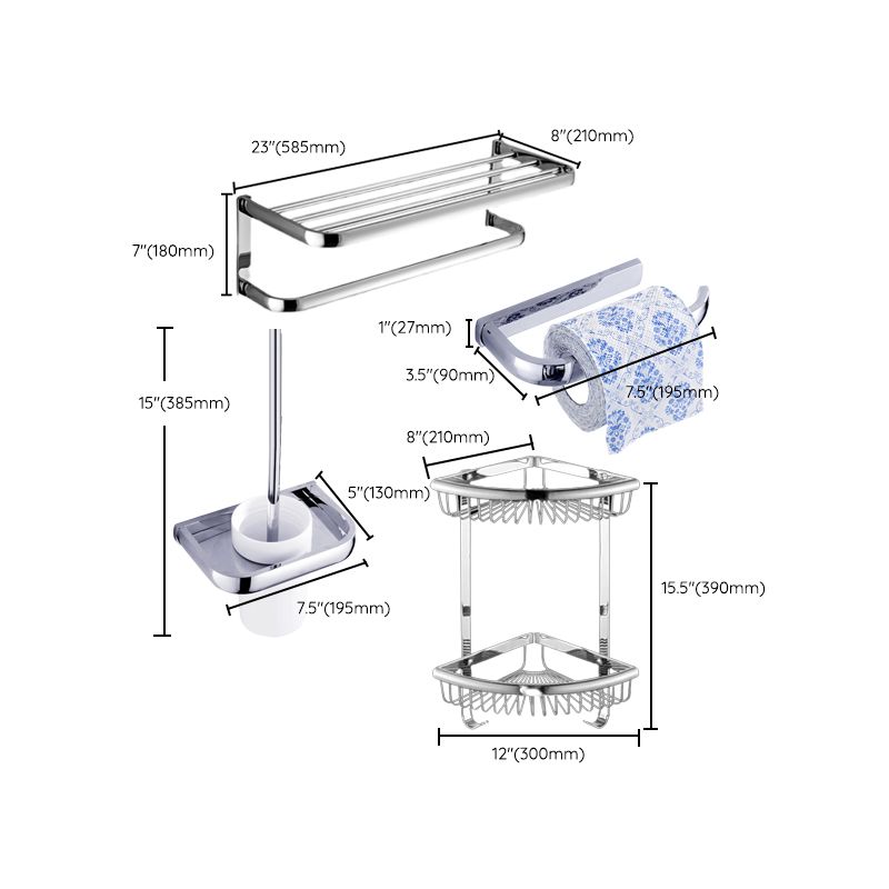 Modern Stainless Steel Bath Hardware Set Towel Bar Bath Shelf Bathroom Accessory Kit Clearhalo 'Bathroom Hardware Sets' 'Bathroom Hardware' 'Bathroom Remodel & Bathroom Fixtures' 'bathroom_hardware_sets' 'Home Improvement' 'home_improvement' 'home_improvement_bathroom_hardware_sets' 1200x1200_011c7228-5c36-450d-8276-2517b6fbe83d
