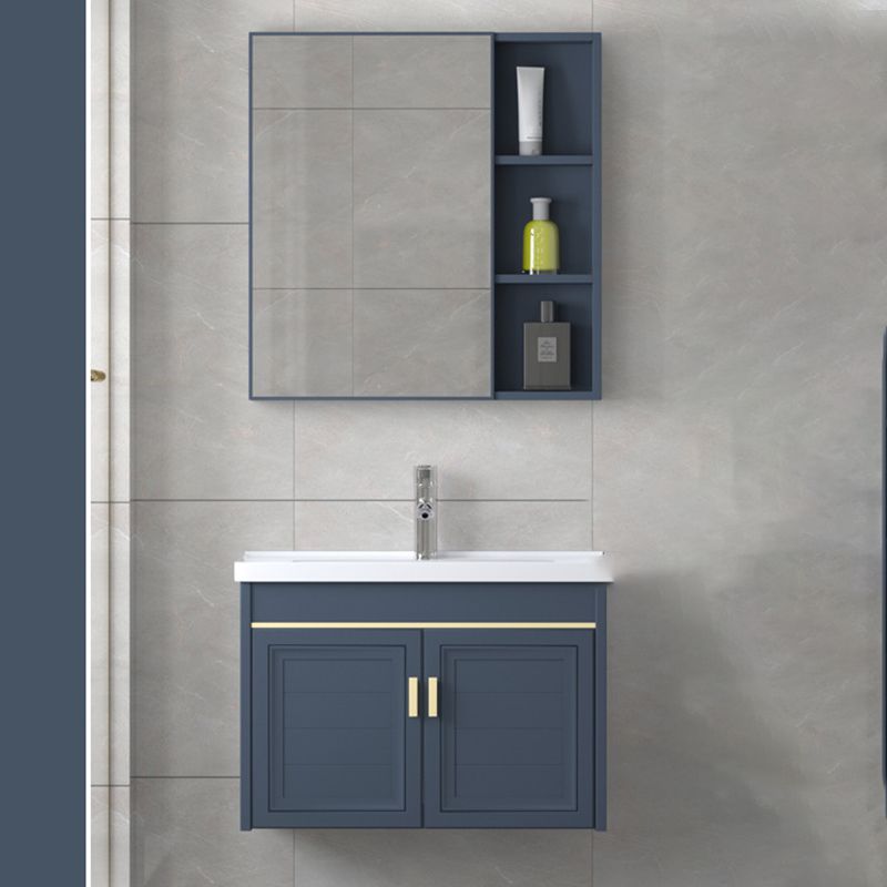 Modern Wall-Mounted Sink Vanity Blue Wall Mount Vanity Cabinet Clearhalo 'Bathroom Remodel & Bathroom Fixtures' 'Bathroom Vanities' 'bathroom_vanities' 'Home Improvement' 'home_improvement' 'home_improvement_bathroom_vanities' 1200x1200_0121b012-7728-4898-b34c-ab079bde23c5