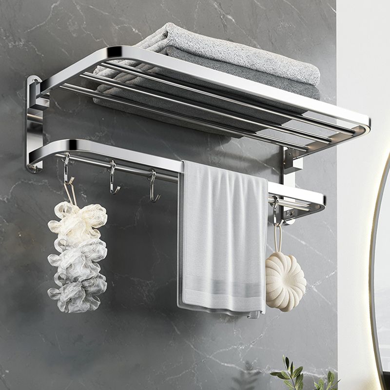 Polished Chrome Modern Bathroom Accessory Set in Stainless with Bath Shelf/Towel Bar Clearhalo 'Bathroom Hardware Sets' 'Bathroom Hardware' 'Bathroom Remodel & Bathroom Fixtures' 'bathroom_hardware_sets' 'Home Improvement' 'home_improvement' 'home_improvement_bathroom_hardware_sets' 1200x1200_013bf2b8-8382-47dd-a73f-a1d73985825d