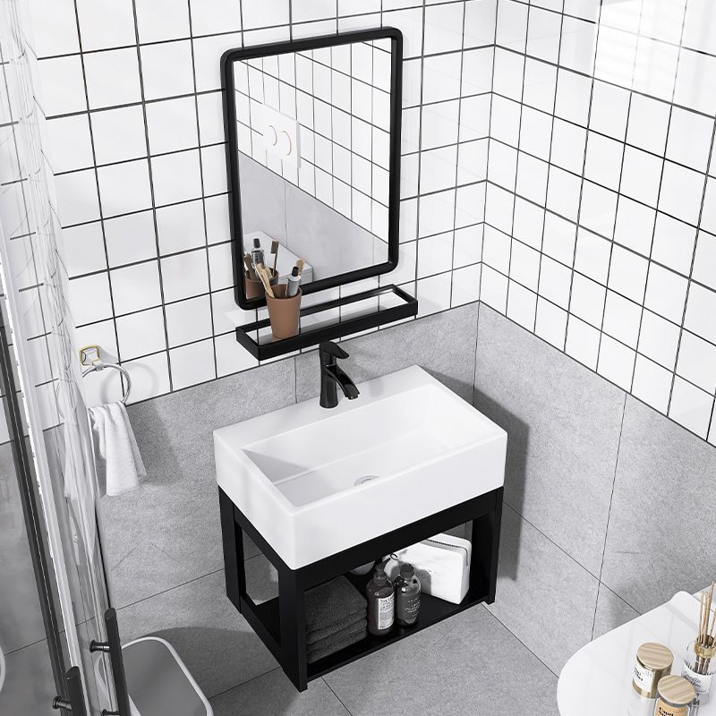 Contemporary Bathroom Sink Vanity Metal Wall-Mounted Bathroom Sink Vanity Clearhalo 'Bathroom Remodel & Bathroom Fixtures' 'Bathroom Vanities' 'bathroom_vanities' 'Home Improvement' 'home_improvement' 'home_improvement_bathroom_vanities' 1200x1200_014fe281-eea7-4e70-8324-347060401ee8