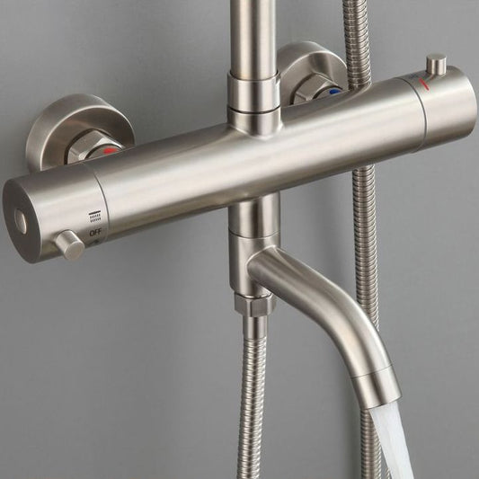 Modern Shower Set Stainless Steel Temperature Control Wall Mounted Shower Combo Clearhalo 'Bathroom Remodel & Bathroom Fixtures' 'Home Improvement' 'home_improvement' 'home_improvement_shower_faucets' 'Shower Faucets & Systems' 'shower_faucets' 'Showers & Bathtubs Plumbing' 'Showers & Bathtubs' 1200x1200_01551fee-9a53-4f30-abfc-c709a36b45af