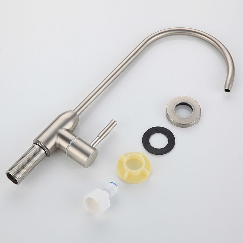 Contemporary Style Faucet Stainless Steel Single Handle High Arc Faucet for Kitchen Clearhalo 'Home Improvement' 'home_improvement' 'home_improvement_kitchen_faucets' 'Kitchen Faucets' 'Kitchen Remodel & Kitchen Fixtures' 'Kitchen Sinks & Faucet Components' 'kitchen_faucets' 1200x1200_01635455-dabc-4e84-a0f4-349074bc6946