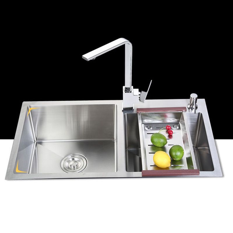 Rectangle Stainless Steel Kitchen Sink with Drain Assembly Contemporary Sink Clearhalo 'Home Improvement' 'home_improvement' 'home_improvement_kitchen_sinks' 'Kitchen Remodel & Kitchen Fixtures' 'Kitchen Sinks & Faucet Components' 'Kitchen Sinks' 'kitchen_sinks' 1200x1200_018ad4b4-184e-470d-827f-355d2c5ed643