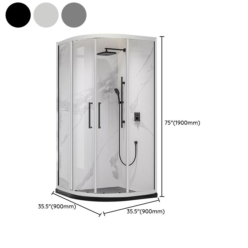 Neo-round 304 Stainless Steel Shower Kit Clear Double Sliding Shower Enclosure Clearhalo 'Bathroom Remodel & Bathroom Fixtures' 'Home Improvement' 'home_improvement' 'home_improvement_shower_stalls_enclosures' 'Shower Stalls & Enclosures' 'shower_stalls_enclosures' 'Showers & Bathtubs' 1200x1200_0190a075-52d8-49ec-9267-34e087a66e7b