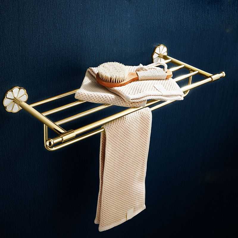 Gold Modern Bathroom Accessory Set, Bath Shelf, Towel Bar, Paper Holder, Robe Hooks Clearhalo 'Bathroom Hardware Sets' 'Bathroom Hardware' 'Bathroom Remodel & Bathroom Fixtures' 'bathroom_hardware_sets' 'Home Improvement' 'home_improvement' 'home_improvement_bathroom_hardware_sets' 1200x1200_01916917-5d31-4826-8ac8-ea62b498a0b9