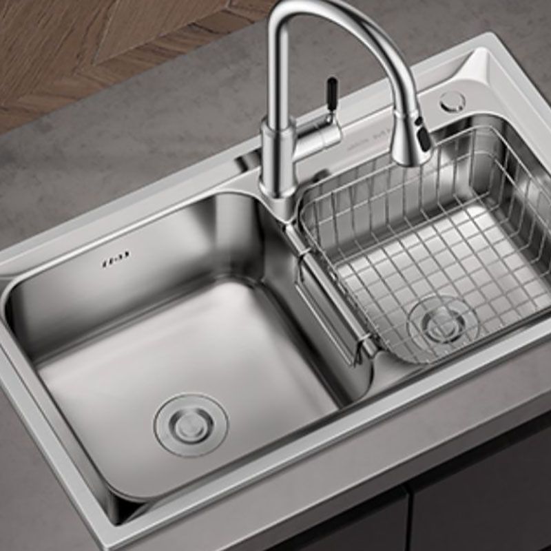 Stainless Steel Kitchen Sink Double Basin Rectangle Sink with Drain Assembly Clearhalo 'Home Improvement' 'home_improvement' 'home_improvement_kitchen_sinks' 'Kitchen Remodel & Kitchen Fixtures' 'Kitchen Sinks & Faucet Components' 'Kitchen Sinks' 'kitchen_sinks' 1200x1200_01b4385f-0860-4f91-8b5f-bc424ae19f01