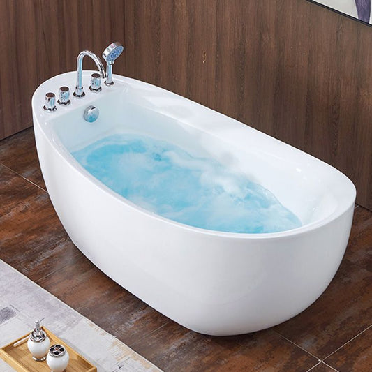 Modern Stand Alone Bathtub White Oval Acrylic Soaking Back to Wall Bath Clearhalo 'Bathroom Remodel & Bathroom Fixtures' 'Bathtubs' 'Home Improvement' 'home_improvement' 'home_improvement_bathtubs' 'Showers & Bathtubs' 1200x1200_01c0feb5-ee3d-4811-a66a-3cdb9387143e