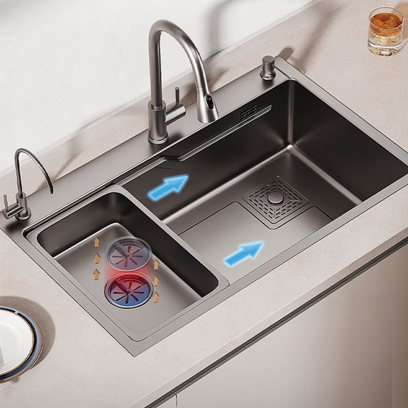 Contemporary Style Kitchen Sink Set Stainless Steel Friction Resistant Kitchen Sink Set Clearhalo 'Home Improvement' 'home_improvement' 'home_improvement_kitchen_sinks' 'Kitchen Remodel & Kitchen Fixtures' 'Kitchen Sinks & Faucet Components' 'Kitchen Sinks' 'kitchen_sinks' 1200x1200_01c54932-5076-4712-bc87-e2ab31d5fa61