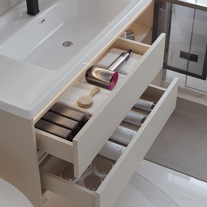 White Rectangular Solid Wood Wall Mount Open Console with Sink Set Clearhalo 'Bathroom Remodel & Bathroom Fixtures' 'Bathroom Vanities' 'bathroom_vanities' 'Home Improvement' 'home_improvement' 'home_improvement_bathroom_vanities' 1200x1200_01c8b9e2-9d8e-4a41-9372-2d8ada82554b